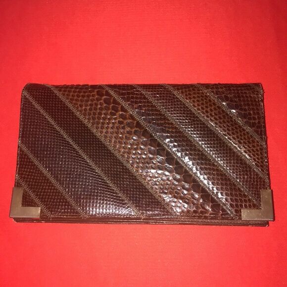 Bogs by Varon VTG Python hon & Snakeskin Clutch Envelope Women Bag - Picture 10 of 16